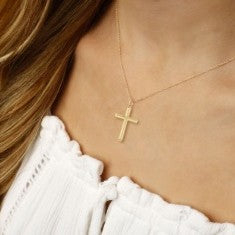 Yellow Gold Cross Pendant with Chain