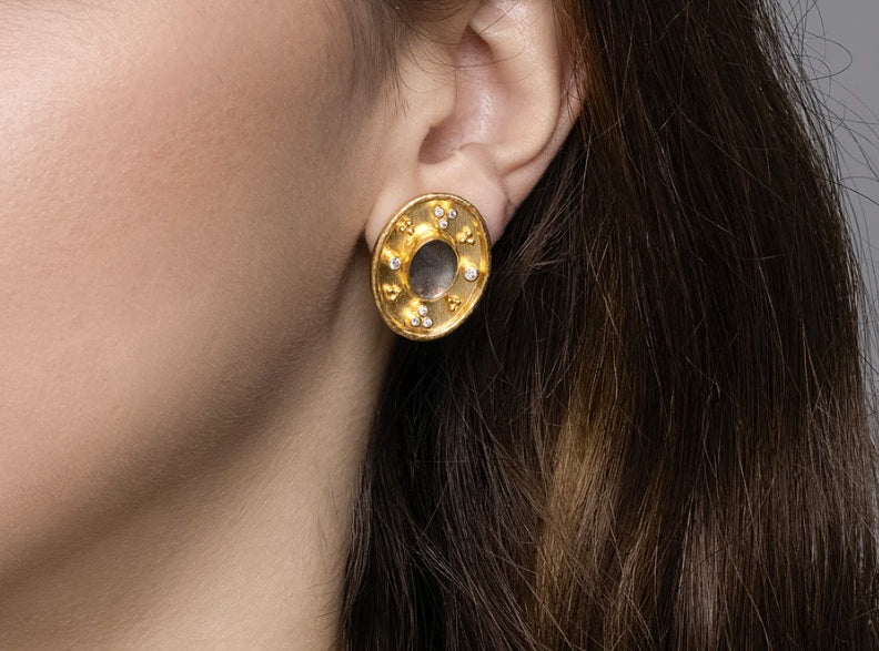 Gurhan Muse Gold Labradorite and Diamond Earrings