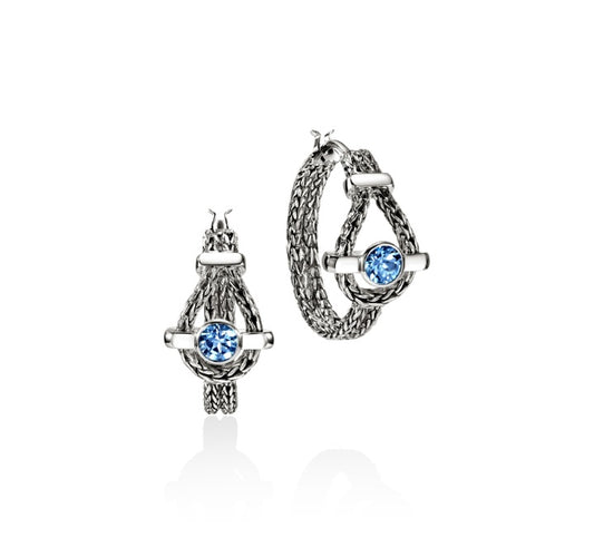 John Hardy Swiss Blue Topaz Hoop Earrings