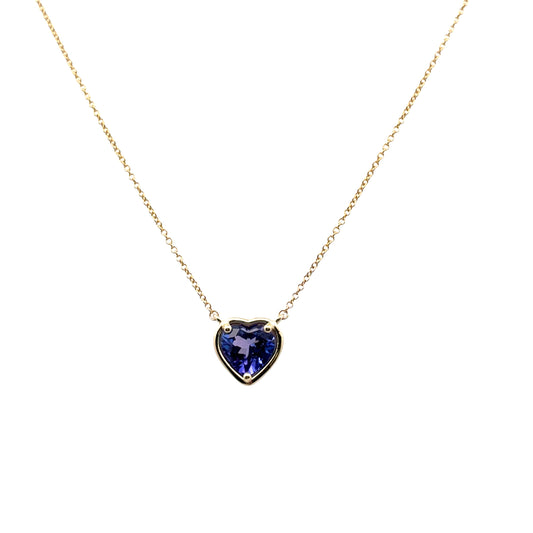Yellow Gold Tanzanite Heart Pendant