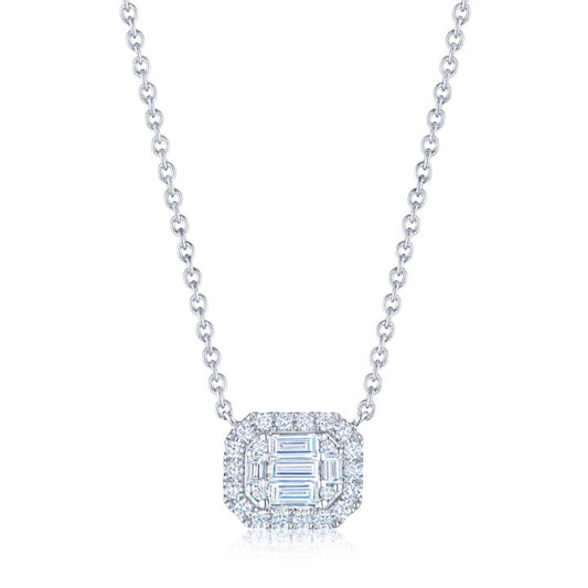 Kwiat Sunburst Round Brilliant & Emerald Cut Diamond Pendant