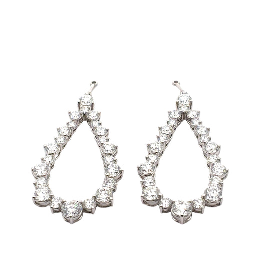 Platinum hanging detachable earrings set with (46) round brilliant cut