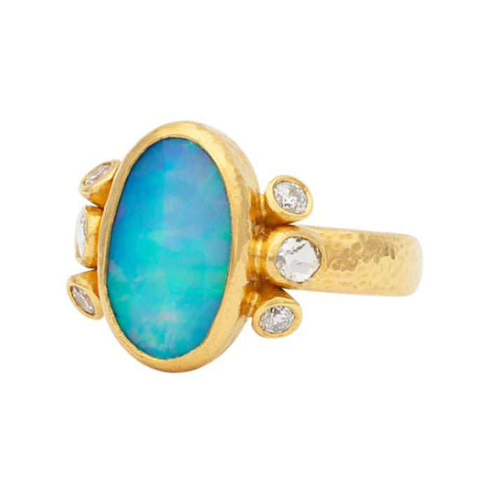 Gurhan Amorphous Rose Cut Ethiopian Opal & Diamond Ring