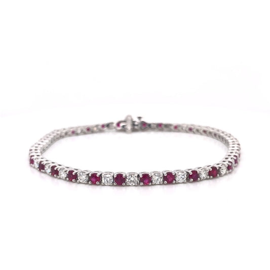 White Gold Ruby and Diamond Bracelet