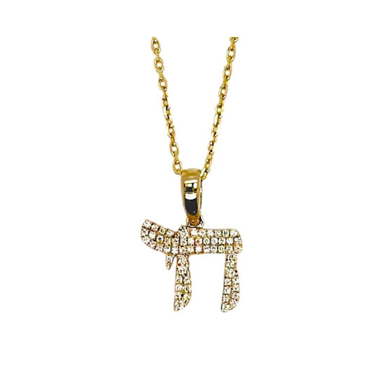 Yellow Gold Diamond Chai Pendant