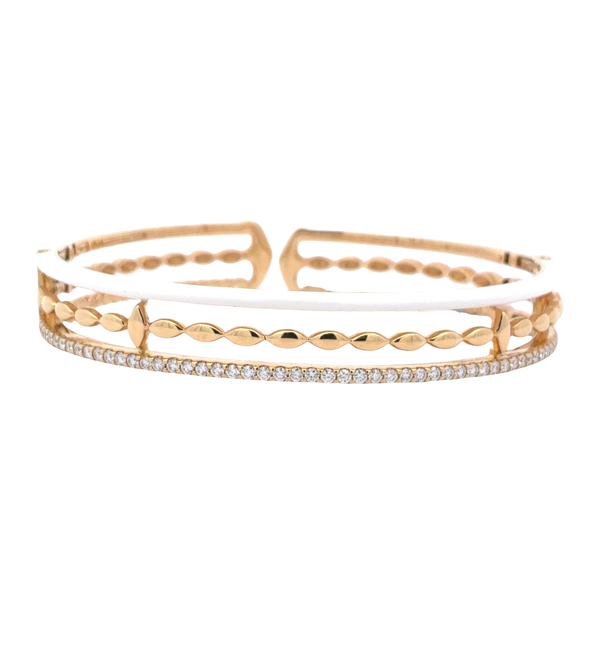 Etho Maria Diamond and White Enamel Cuff Bracelet