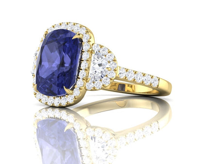 Tanzanite & Diamond Halo Ring