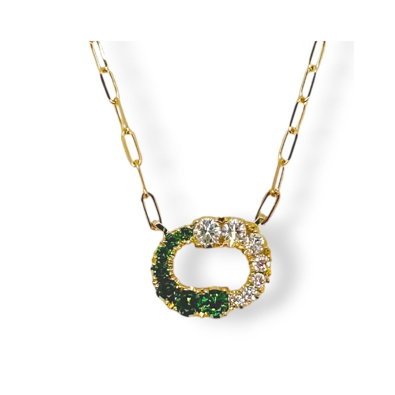 Yellow Gold Tsavorite and Diamond Pendant