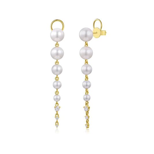 Pearl & Diamond Drop Earrings