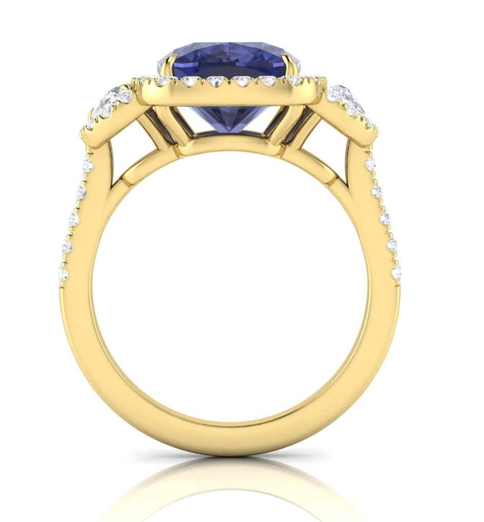 Tanzanite & Diamond Halo Ring