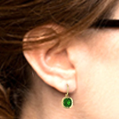 Cushion Cut Green Tourmaline Earrings