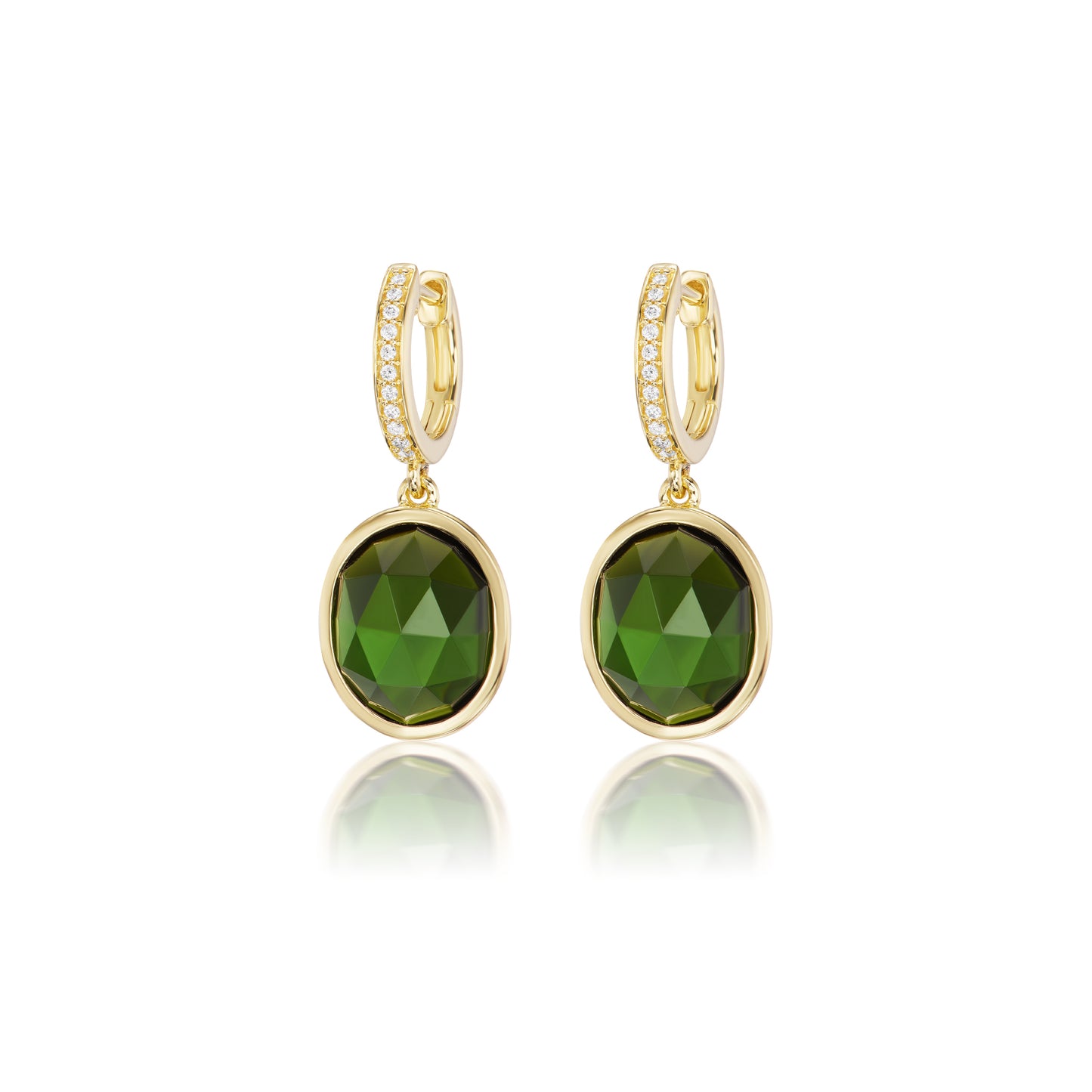 Chris Correia Yellow Gold Green Tourmaline and Diamond Drop Earrings