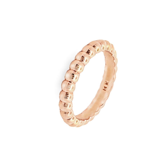 14K rose gold, 3mm bead band.  Finger size 5.5