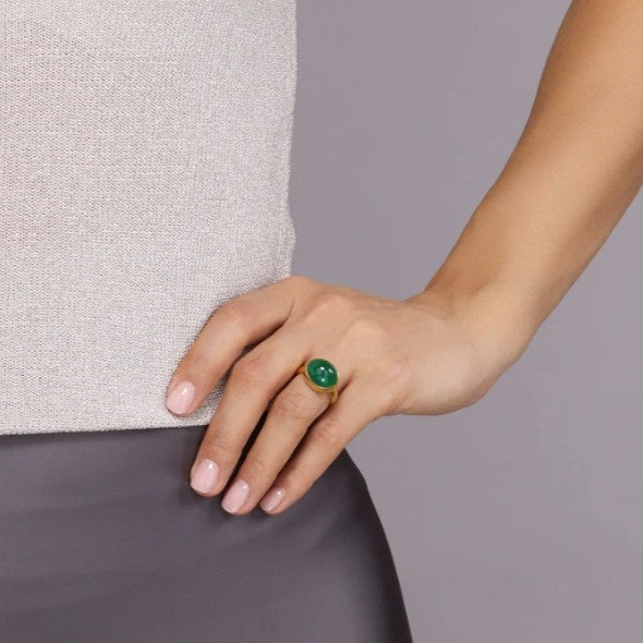 Gurhan Rune Gold Emerald Ring