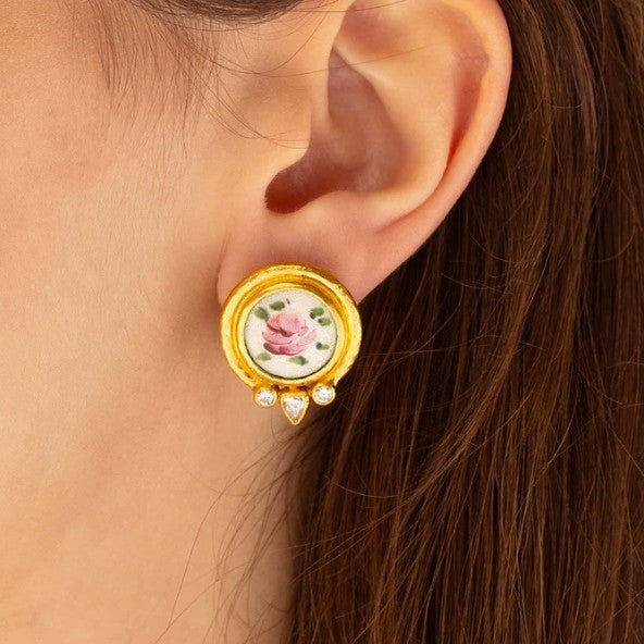 Gurhan Antiquities Gold Guilloche Stud Earrings