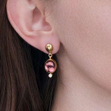 Gurhan Rune Pink Tourmaline & Diamond Drop Earrings