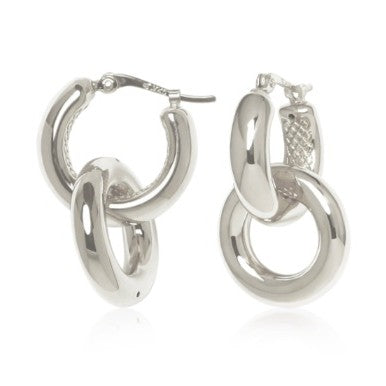 Sterling Silver Drop Hoop Earrings