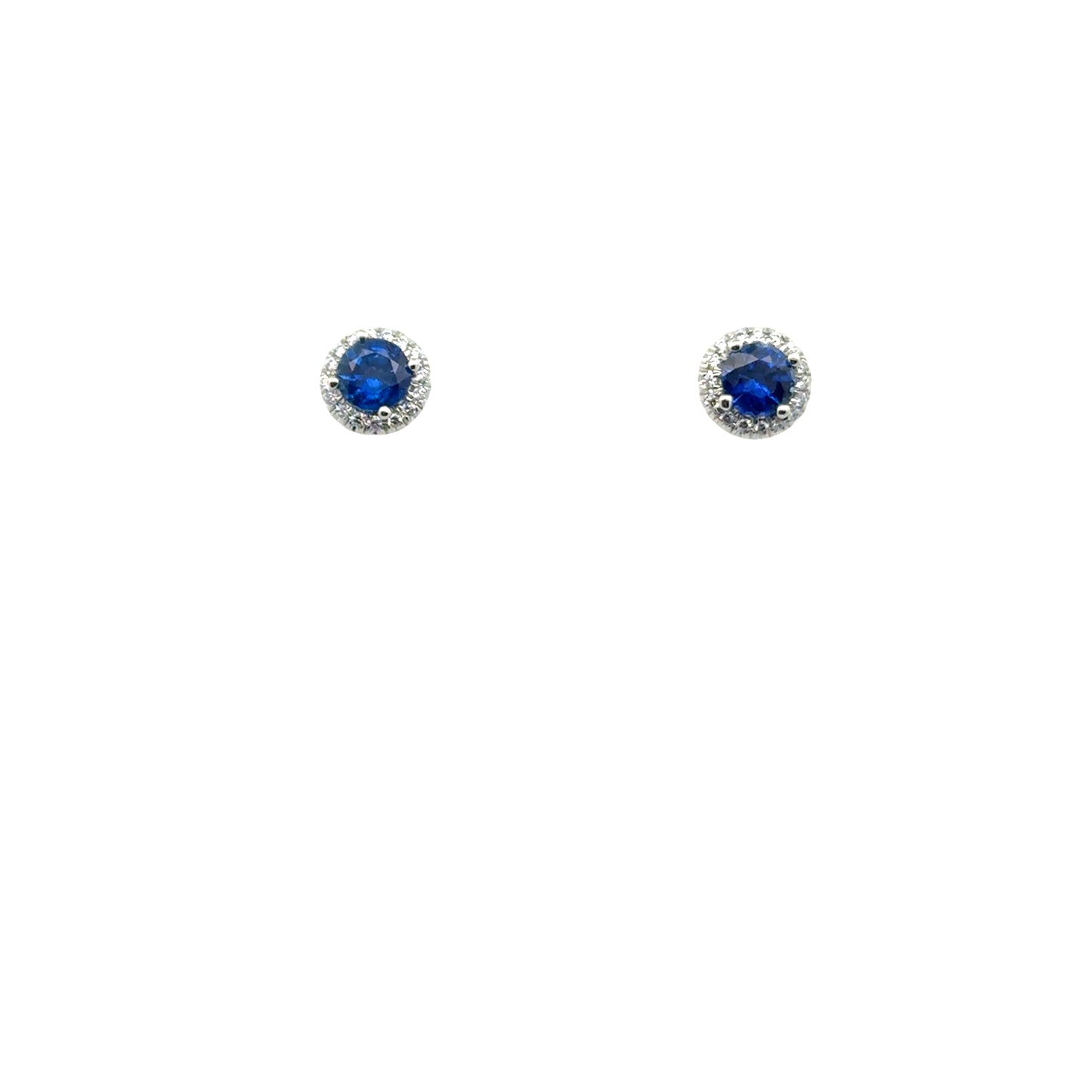 18k white gold rhodium plated stud earrings set with (2) round diamond