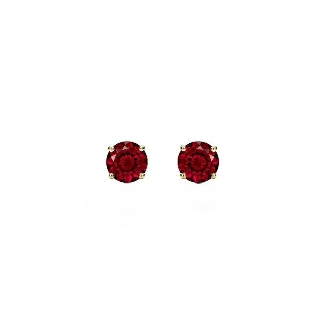 Yellow Gold Garnet Stud Earrings