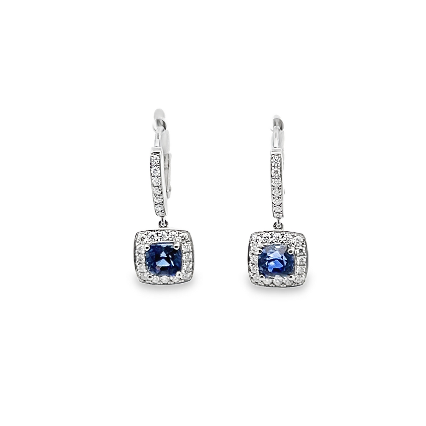 Suna Sapphire and Diamond Halo Earrings