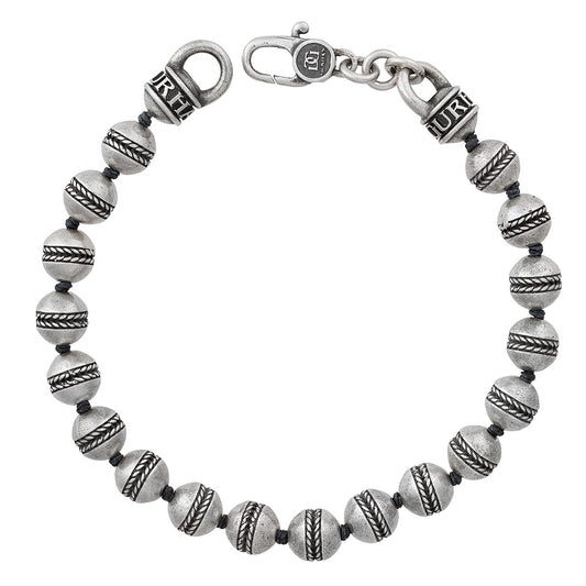 Gurhan Men's Sterling Silver Beaded Chevron Ball Bracelet