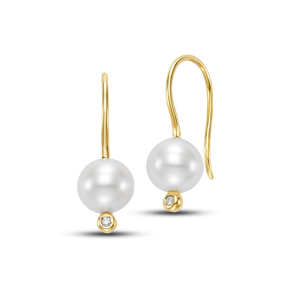 Yellow Gold Freshwater Pearl Drop Earrings
