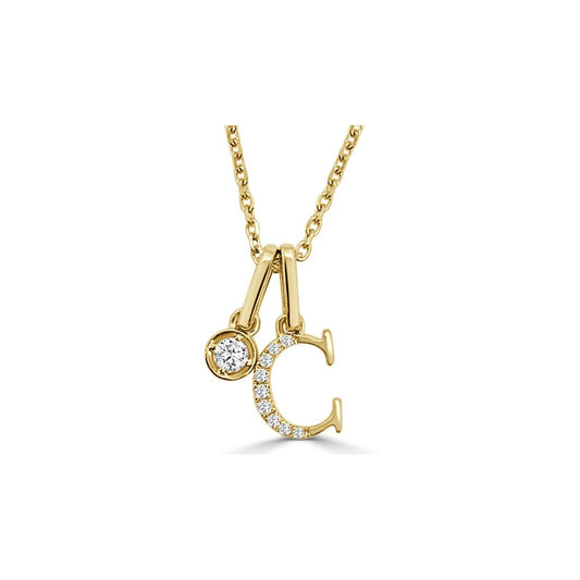 Yellow Gold Diamond Initial C Pendant