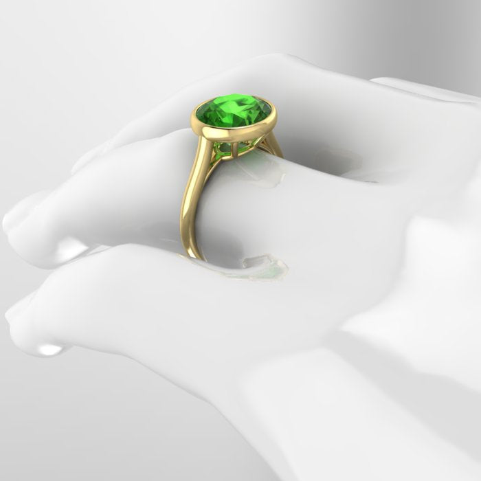 Yellow Gold Green Tourmaline Ring