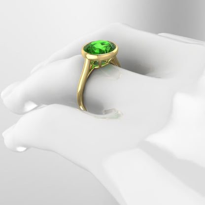 Yellow Gold Green Tourmaline Ring