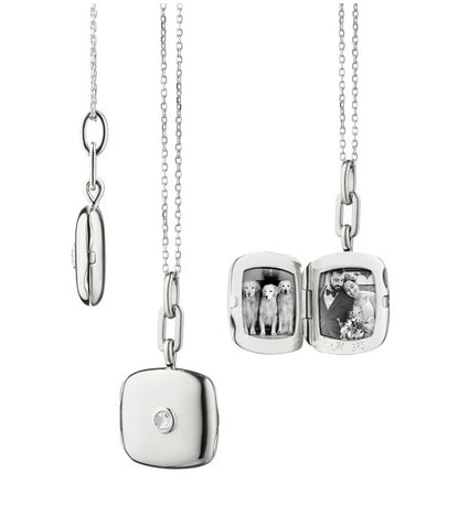 Monica Rich Kosann Silver Cushion Sapphire Locket