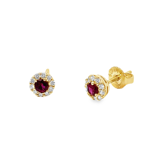 Suna Ruby and Diamond Stud Earrings