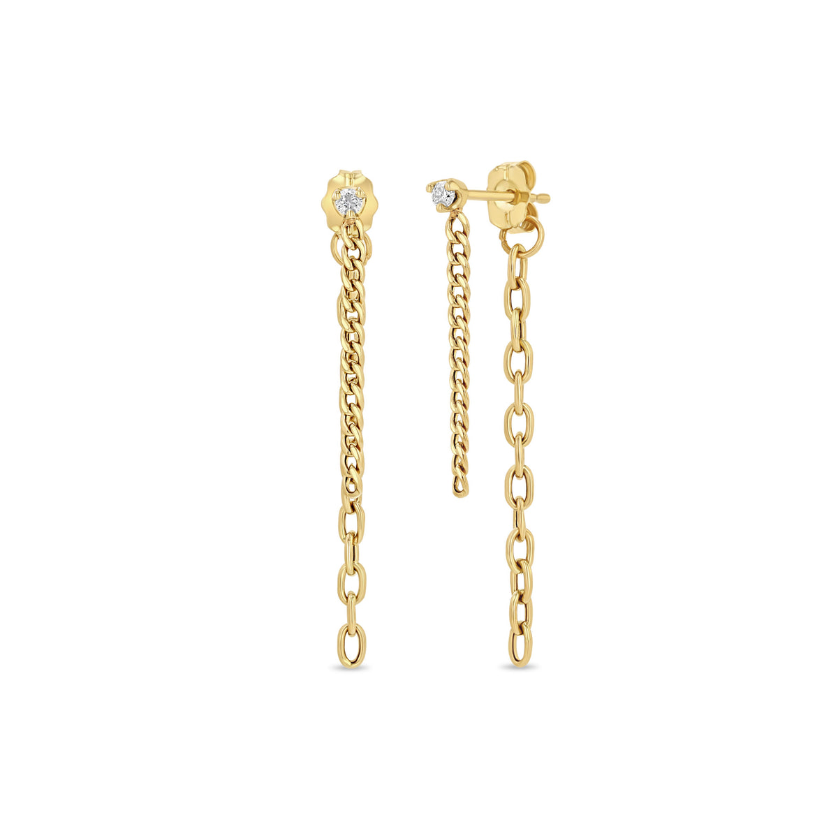 Zoë Chicco Gold and Diamond Hanging Earrings