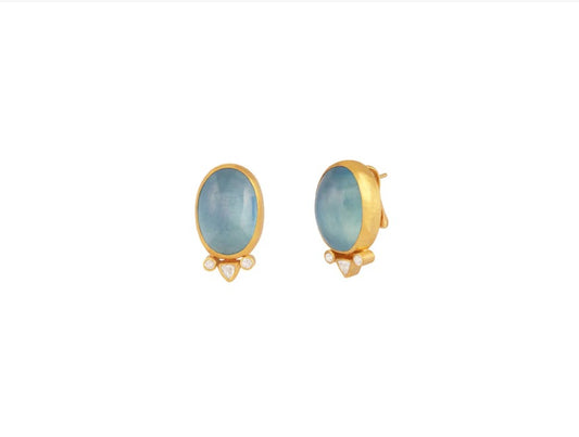 Gurhan Rune Aquamarine and Diamond Earrings