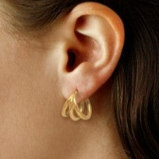 Sterling Silver Vermeil Triple Hoop Earrings